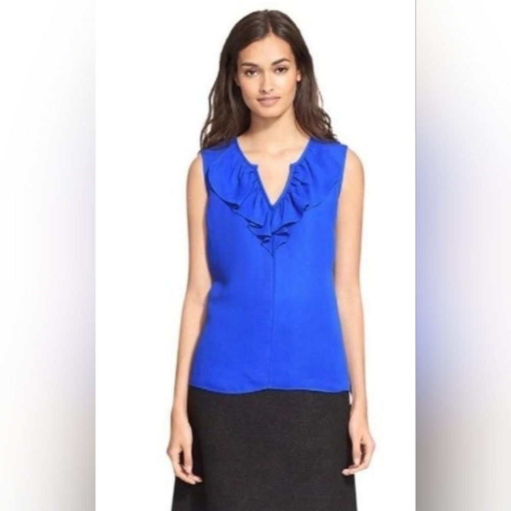 Kate Spade Blue Ruffled Sleeveless Top Size 8